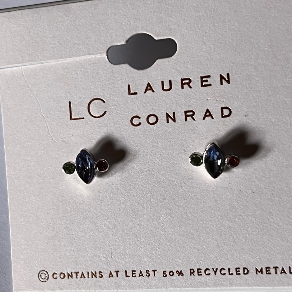 NWT Lauren Conrad Earrings Post Earrings pierced Blue Earring Silver Jewelry